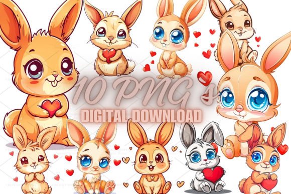 Download Bunny with Hearts Clipart, PNG 5S-13 - Hearts clipart Collection