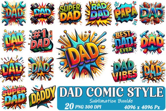 Download DAD Comic Style Sublimation Bundle - Sublimation bundle Collection