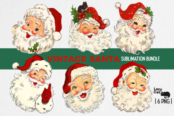 Download Vintage Santa Sublimation Bundle - Sublimation bundle Collection