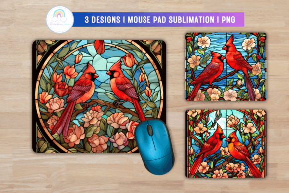 Download Stained Glass Cardinal Mouse Pad PNG - Card Collection
