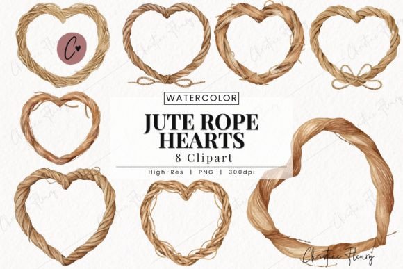 Download Watercolor Jute Rope Hearts Clipart - Hearts clipart Collection