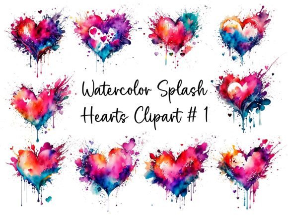 Download Watercolor Splash Hearts Clipart # 1 - Hearts clipart Collection