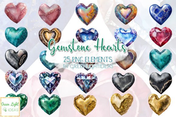 Download Watercolor Gemstone Hearts Clipart - Hearts clipart Collection