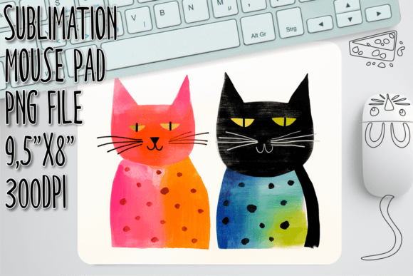 Download Lively Cat Art Sublimation Mouse Pad - Premium Resources