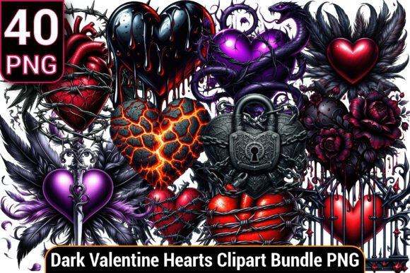 Download Dark Gothic Valentine Hearts Clipart - Hearts clipart Collection