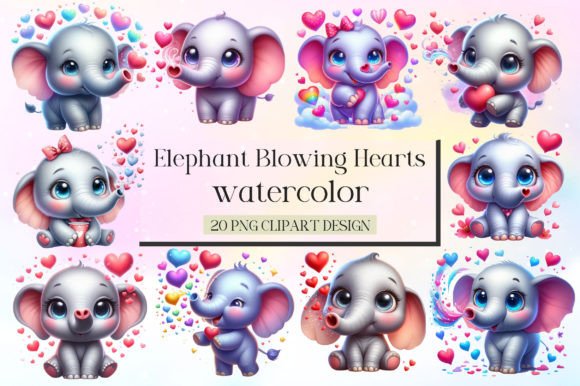 Download Cute Elephant Blowing Hearts Clipart - Hearts clipart Collection