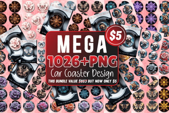 Download Mega Car Coaster Sublimation Design Bundle - Car coaster sublimation design bundle Collection